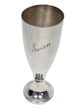 Vintage Silver Plated Goblet Engraved Susan Footed Drinking Cup Chalice